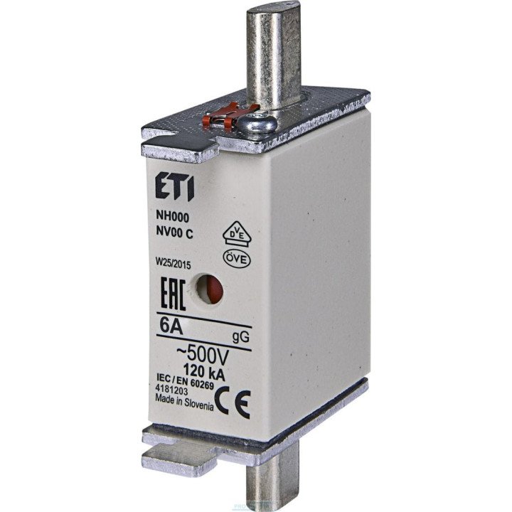 ETI предохранитель NH000 gG 6A/500V