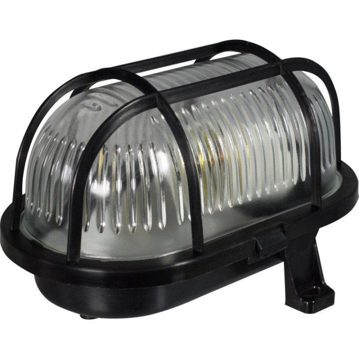 OWAL 60 gaismeklis laiviņa ar plastmasas režģi melna E27 60W IP44