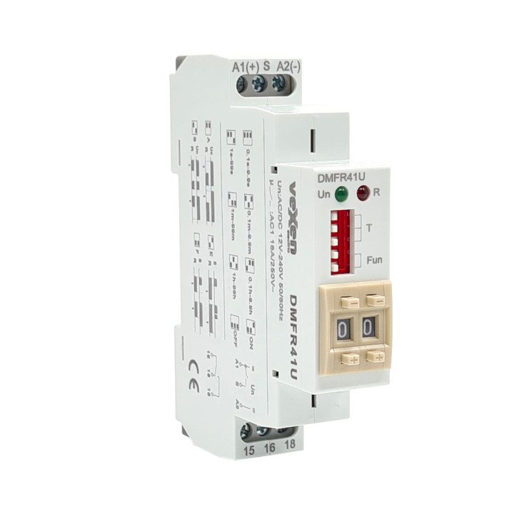 DMFR41U digitālais multifunkcionālais laika relejs 1CO 16A AC/DC 12-230V