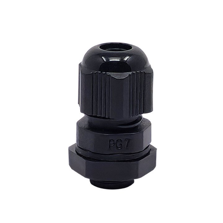VEXEN PG7 melns kabeļu ievads IP68, 3-6.5mm
