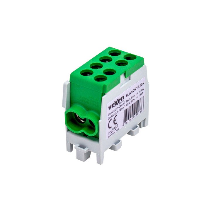 VEXEN HLAK клемма Al/CU, 2x25-2x16мм, зеленая