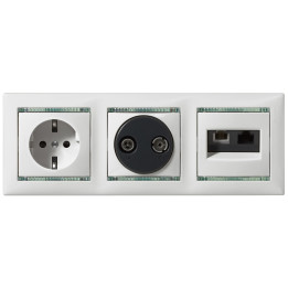 Розетка Valena 2К+3 Schuko с защитой, слоновая кость