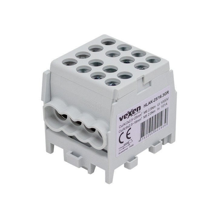 HLAK klemmbloks Al/CU 2x25-6x16mm pelēks
