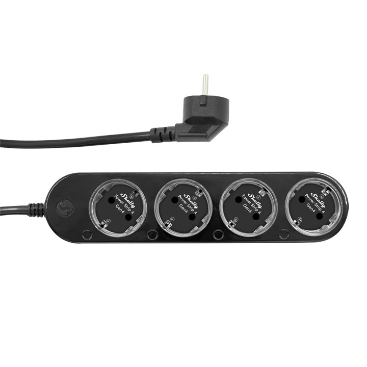 Shelly Power Strip 4 Gen4 – viedā elektrības sloksne ar 4 ligzdām, jaudas mērītājs, Wi-Fi, Zigbee, Matter, melns - Sonoff, Smart
