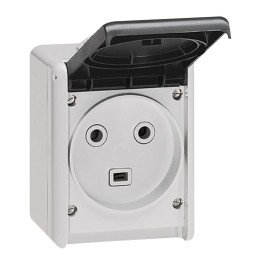 Plexo rozete 32A 2P+E IP44 pelēka