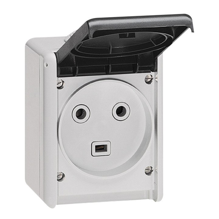 Plexo rozete 32A 2P+E IP44 pelēka