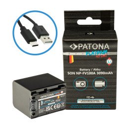 Patona PT1395 Replacement Battery for Sony NP-FV100 3090mAh Li-Ion with USB-C Charging