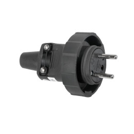 Kontakt dakša 2P+E melna gumijas 230V, 16A, IP 65