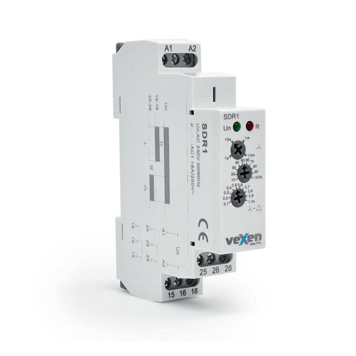 SDR1 laika relejs zvaigzne-trīsstūris ar aizturi 2CO 16A AC230V