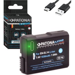 Patona PT1400 Li-ion Battery for Nikon EN-EL14/EN-EL14A 1030mAh with USB-C Charging