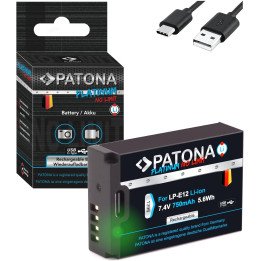 Patona PT1396 Replacement Battery for Canon LP-E12 750mAh Li-Ion with USB-C Charging