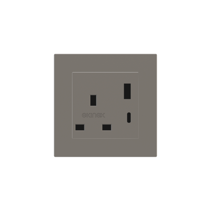 Ekinex kontaktligzda 55x55 mm pelēks Fenix NTM EK-PSC-UK-USB-FGL
