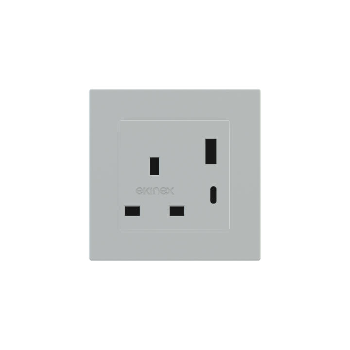 Ekinex kontaktligzda 55x55 mm pelēks Fenix NTM EK-PSC-UK-USB-FGE