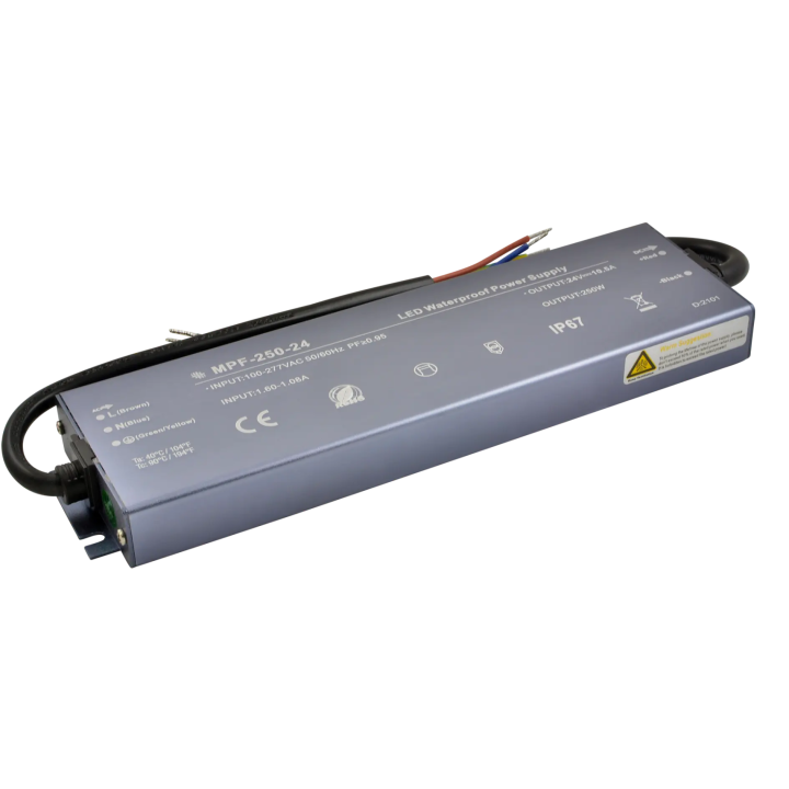 Pastāvīga sprieguma barošanas avots PFC IP67 24V 250W