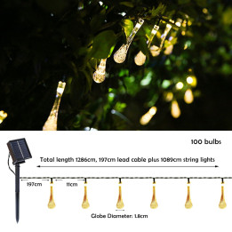 IMMAX DROP Saules LED dekoratīvā ķēde, 100x LED, 10 m, 3000K silti balta, IP65