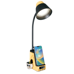 Immax IDEAL LED galda lampa ar QI uzlādi CCT gaiša koka/melna