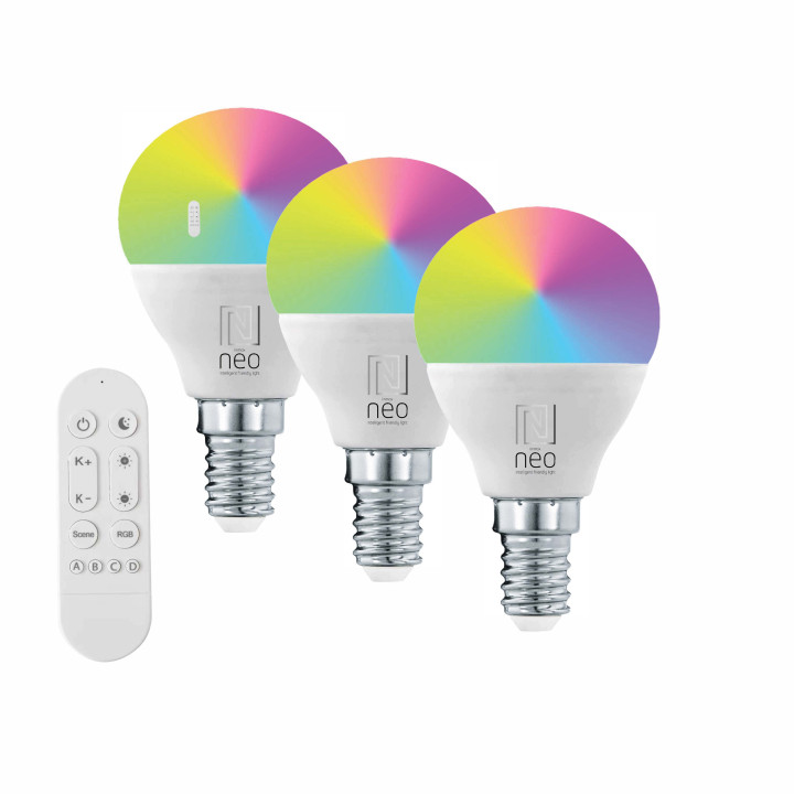 Immax NEO LITE Smart 3x LED spuldze E14- 6W RGB+CCT krāsa un balta, regulējama, + tālvadības pults - WiFi