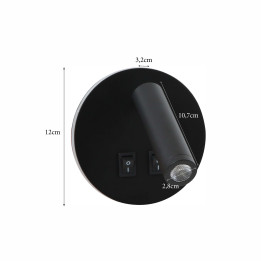 Immax GOAL 2 slēdži, 6W LED sienas lampa, MELNS