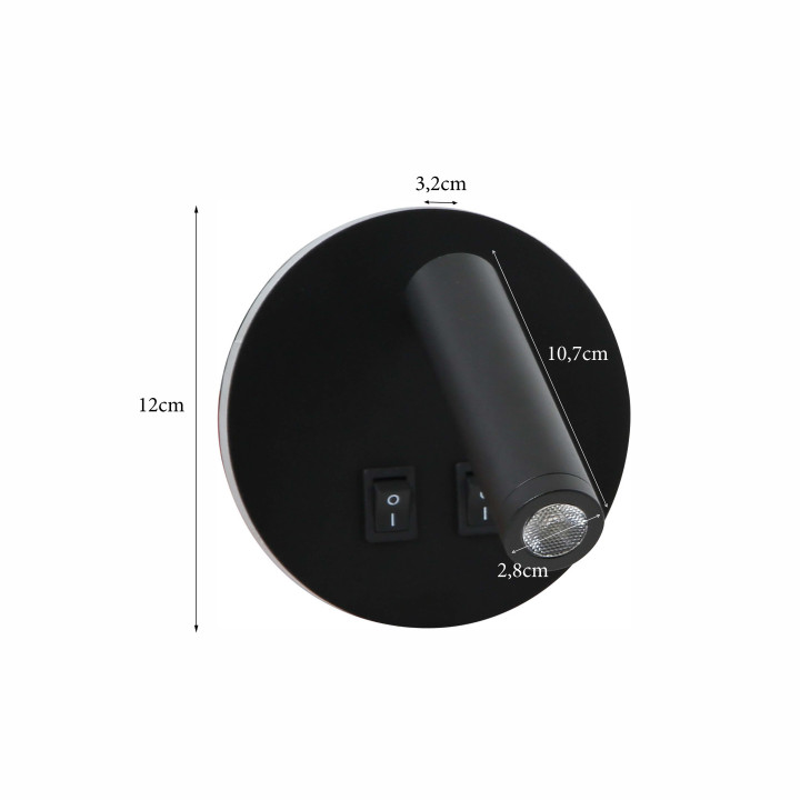 Immax GOAL 2 slēdži, 6W LED sienas lampa, MELNS
