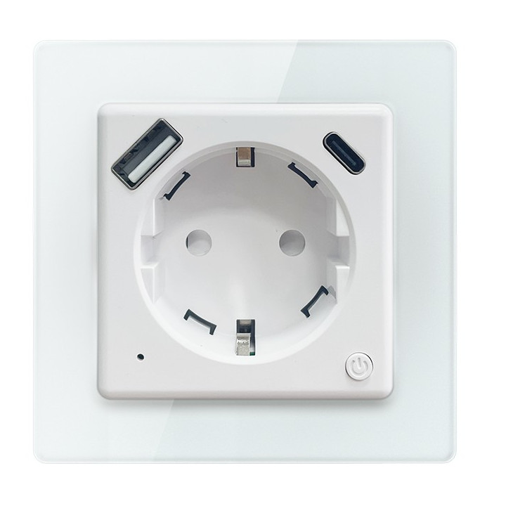 Viedā iekštelpu ligzda Nexa bez tapas, Immax NEO, F tips, 1xUSB, 1xUSB C, PD 20W, WiFi