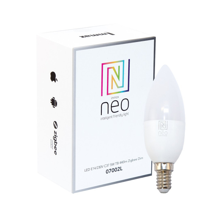 Immax NEO Smart LED spuldze E14 5W silti balta, regulējama, Zigbee 3.0