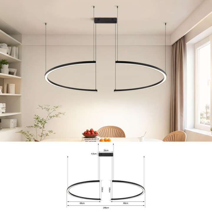 Immax NEO FINO MOON Smart piekarams gaismeklis 2x pusaplis, 120cm, W, Zigbee 3.0, melns
