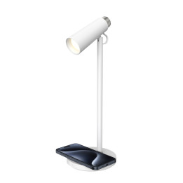 Immax TIT LED galda lampa ar Qi uzlādi, balta ar sudraba elementiem