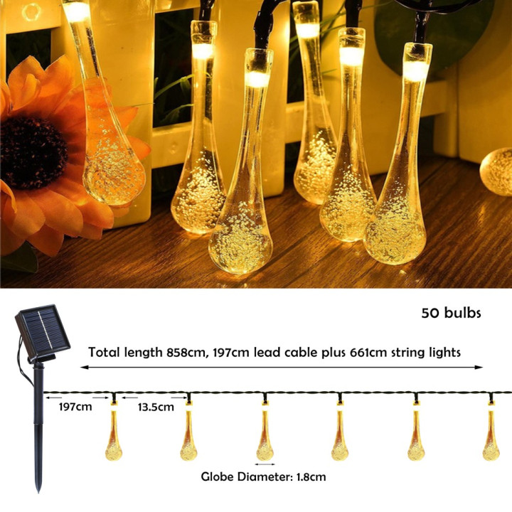 IMMAX DROP Solar LED декоративная цепочка, 50x LED, 7м, теплый белый 3000К, IP65