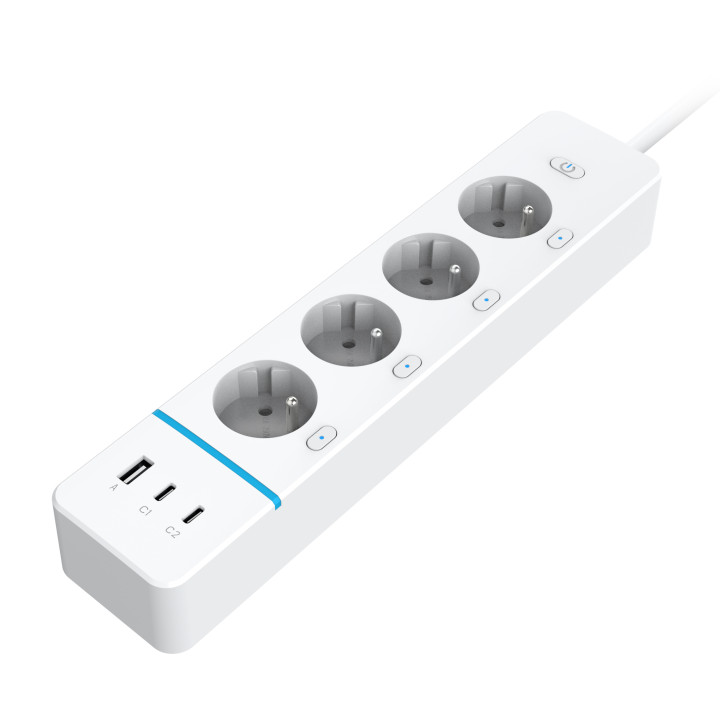 Viedā strāvas sloksne Immax NEO LITE 4AC+1xUSB +2xUSB C, Barošanas padeve, E tips, WiFi
