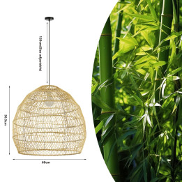 Immax BOHO DELICADO dizaina piekaramā lampa, D60cm. E27, dabīgā rotangpalma