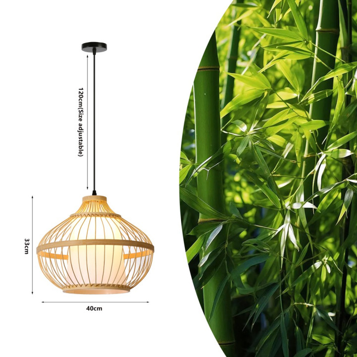 Immax BOHO PINCHOS dizaina piekarams gaismeklis, D40, E27, bambusa koks