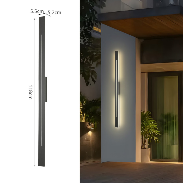 Immax LARGO āra LED sienas/griestu lampa, 30W, 3000K, 118cm, IP44, melns