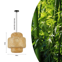 Immax BOHO HILO dizaina piekaramā lampa, L38cm. E27. bambusa.