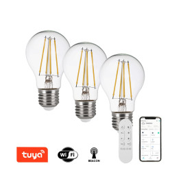 Viedā kvēlspuldze Immax NEO LED komplekts 3xE27 7.3W CCT 900lm aptumšojams, WiFi, Bāka, tālvadības pults