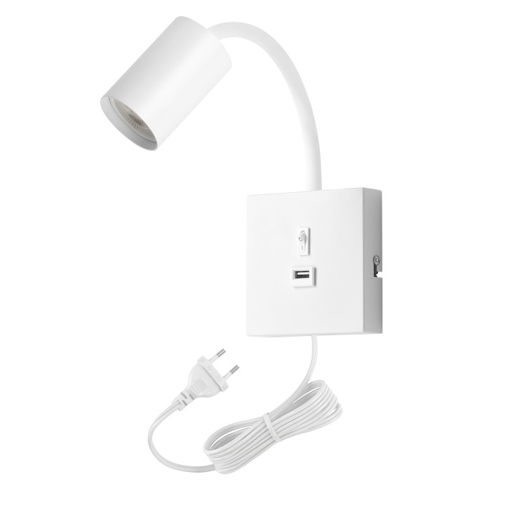 Immax PUNTO-1 USB griesti, pie sienas stiprināms, punktveida gaismeklis GU10 tipa avotam
