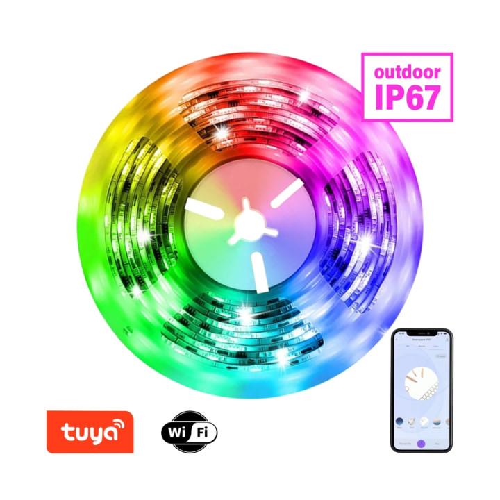 Светодиодная лента Immax Neo SMART 5м, RGB, CCT, цветная, с регулировкой яркости, wifi, IP67