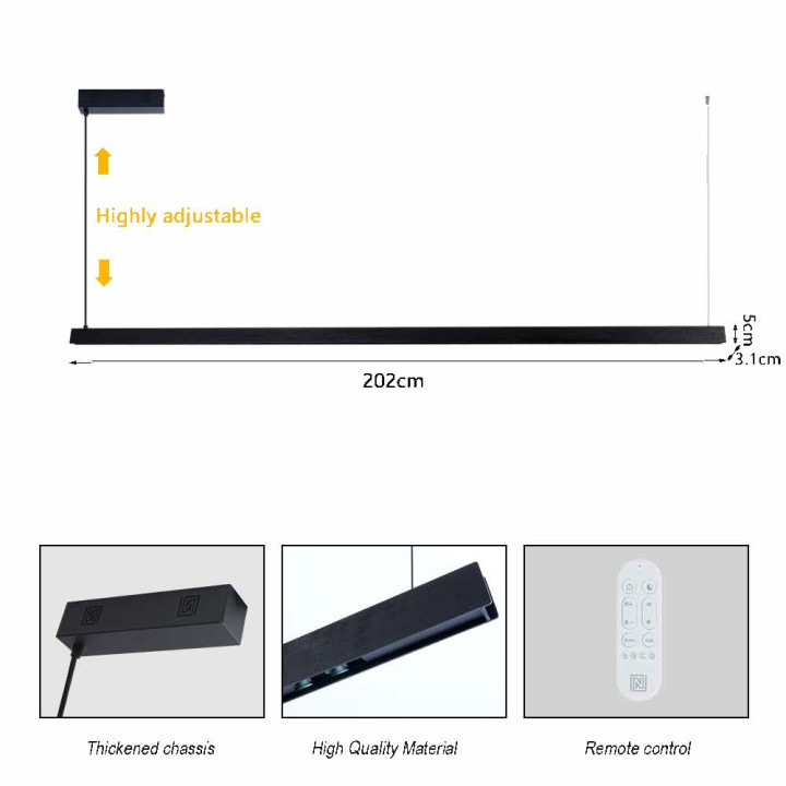 Immax NEO-MADEIRA melns koka lineārs 202cm44W uz vada Tuya WIFI BEACON CCT aptumšojams