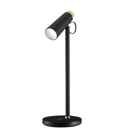 Immax TIT LED galda lampa ar Qi uzlādi, melna ar zelta elementiem