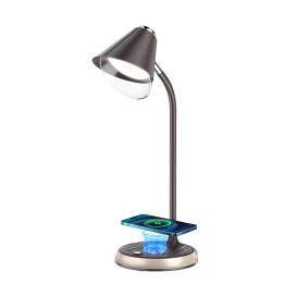 Immax FINCH LED galda lampa ar Qi uzlādējamu brūnu +zelta elementiem