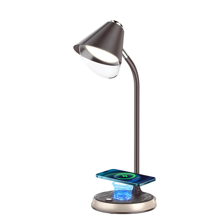 Immax FINCH LED galda lampa ar Qi uzlādējamu brūnu +zelta elementiem