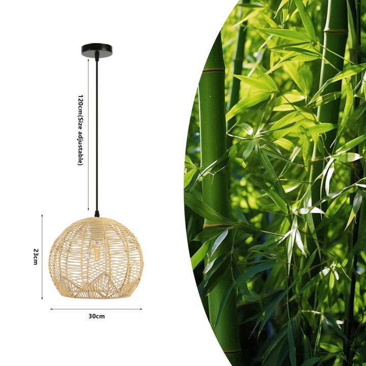 Immax BOHO PELO dizaina piekaramā gaisma, D30cm. E27, rotangpalma