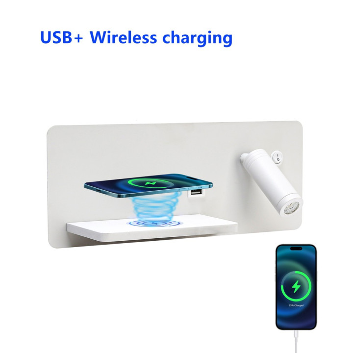 Immax LED Be PREPARE 4in1, prožektors ar QI uzlādi, USB balts pa kreisi
