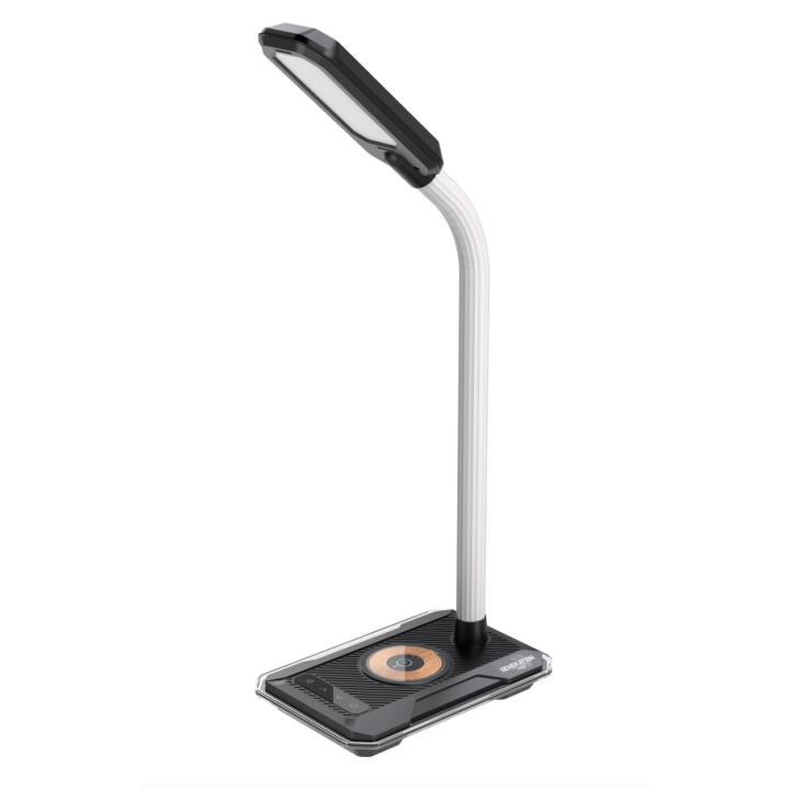 LED galda lampa Immax GAMER RGB, QI uzlāde, USB izeja melna