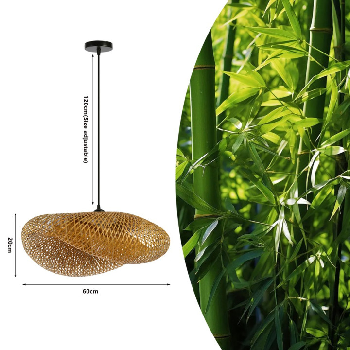 Immax BOHO HILO dizaina piekarams gaismeklis, D60cm. E27, bambuss