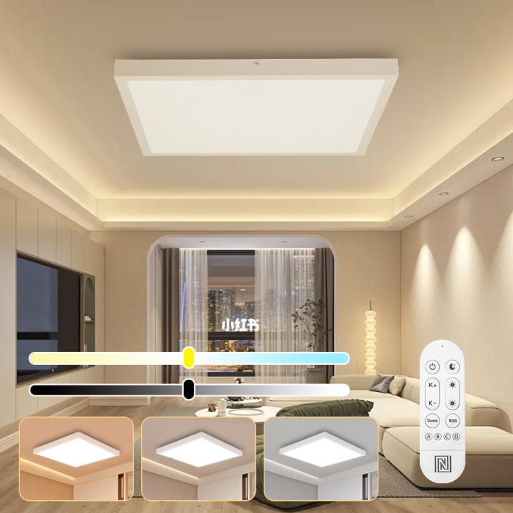 Immax NEO LITE FRAME Smart griestu gaismeklis 60x60cm, IP44, CCT, WiFi, Tuya, BEACON balts