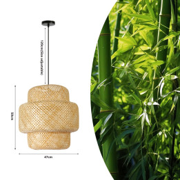 Immax BOHO HILO dizaina piekarināms gaismeklis, D50cm. E27, bambuss