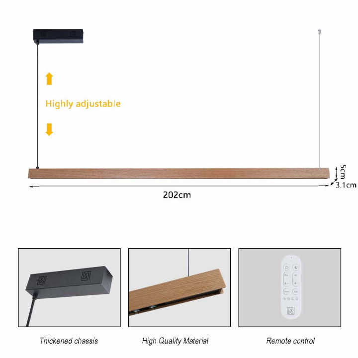 Immax NEO-MADEIRA Ozolkoka lineārais 202cm44W uz vada Tuya WIFI BEACON CCT aptumšojams