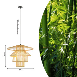 Immax BOHO PINCHOS dizaina piekarams gaismeklis, D50cm, E27 bambusa koks