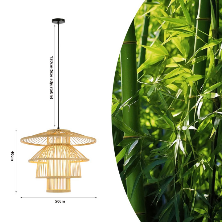 Immax BOHO PINCHOS dizaina piekarams gaismeklis, D50cm, E27 bambusa koks