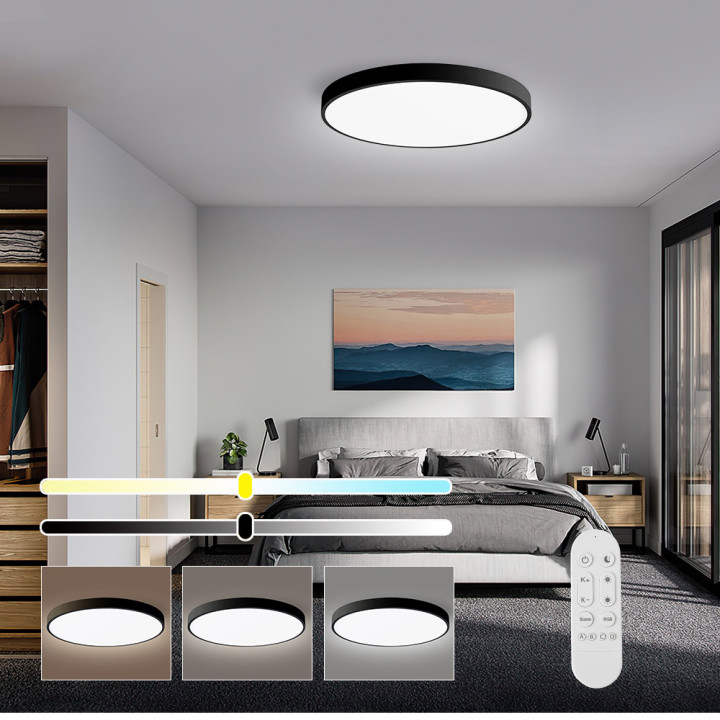 Immax NEO LITE SEMPLICI Smart Ceiling Light melns 50cm 48W 3468 lm Tuya WiFi BEACON